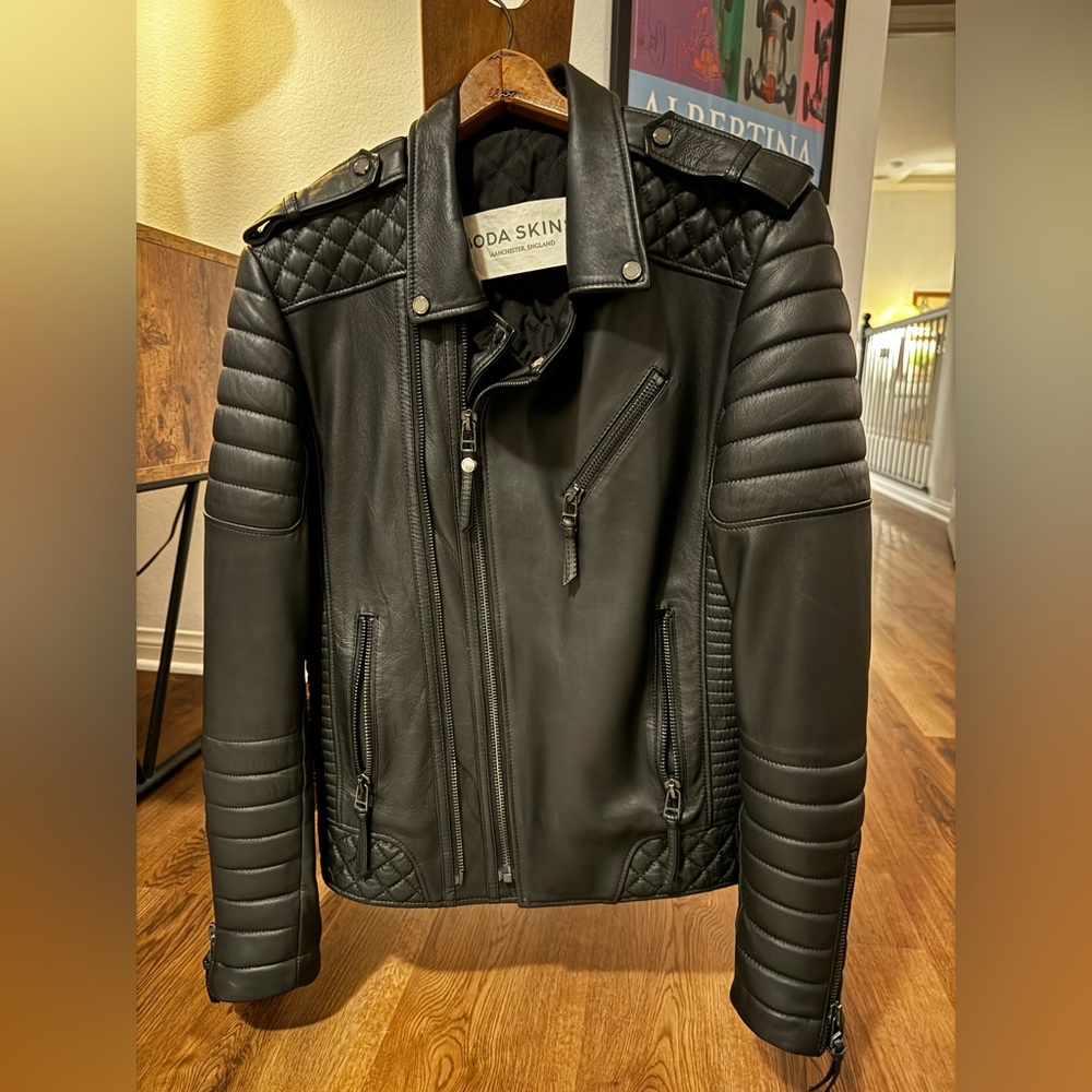 Boda Skins KAY MICHAELS leather jacket SIZE M / Gunmetal / Oil Black